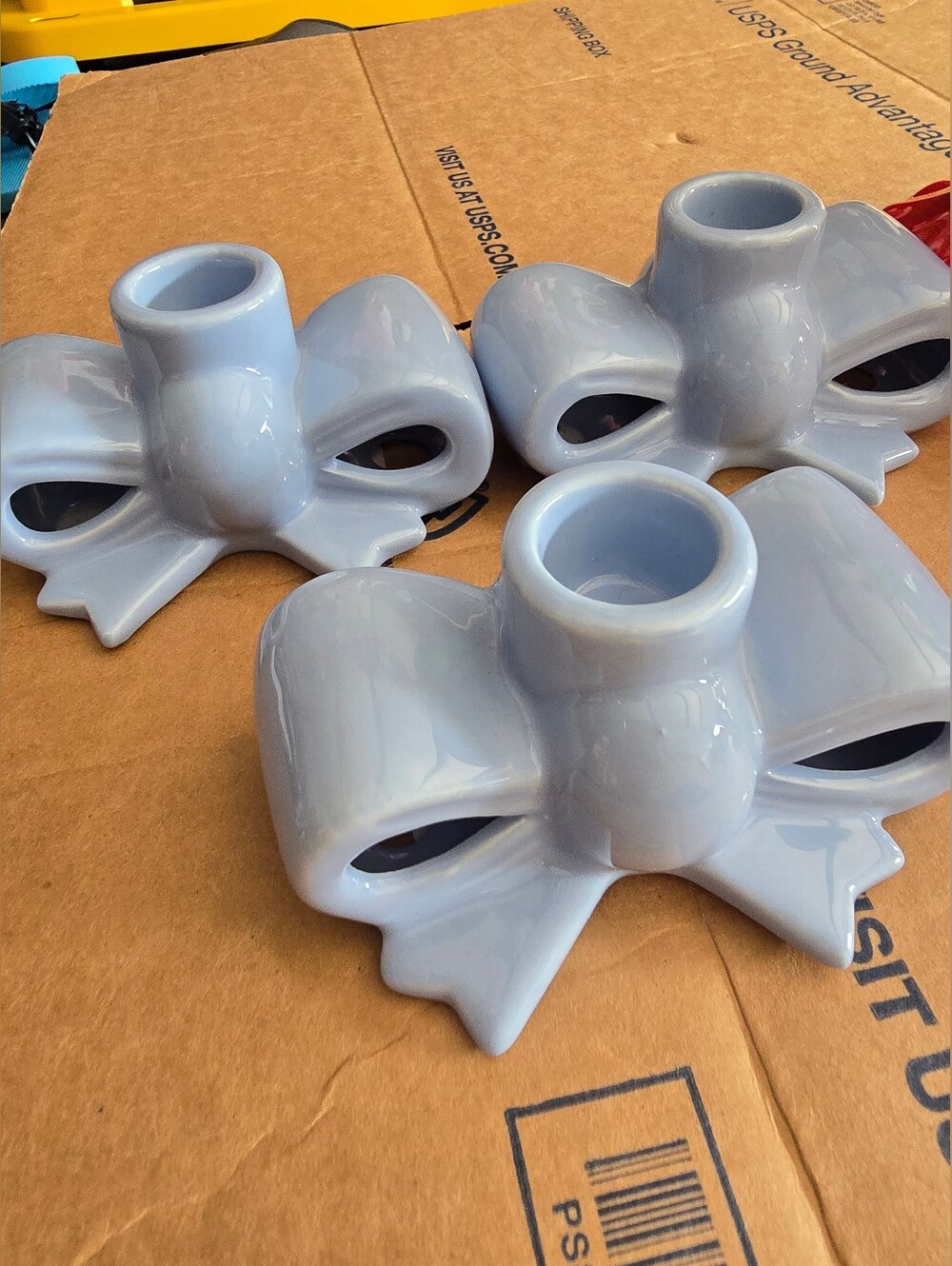 My Texas House Bow Candle Holders - Light Blue (Set of 3)